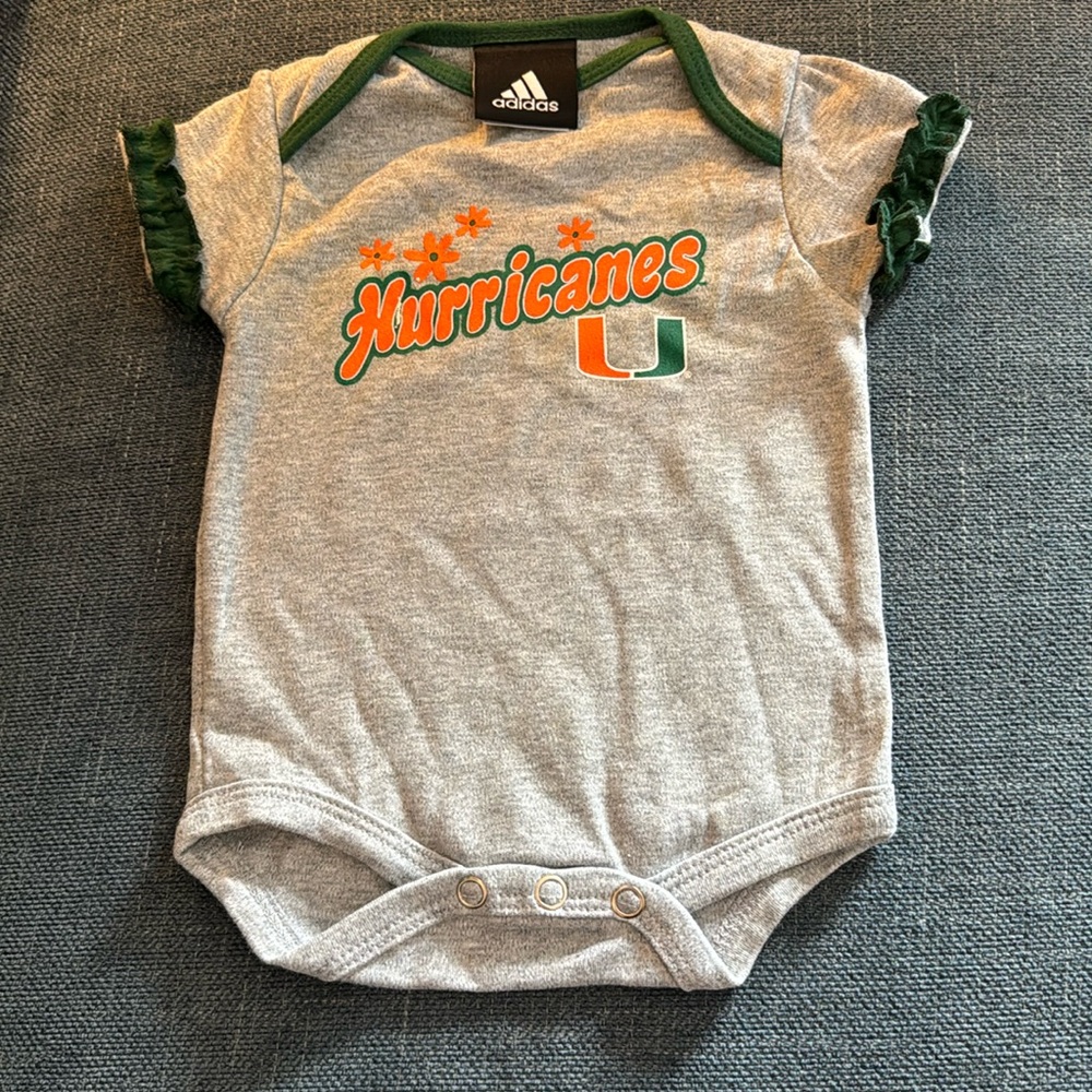 University of Miami grey adidas girls onsie